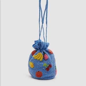 Blue Ganni Edison Beaded Bucket bag